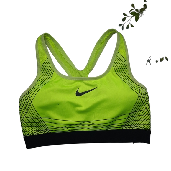 NIKE DRI FIT Neon Yellow Black Sports Bra S - Picture 2 of 9